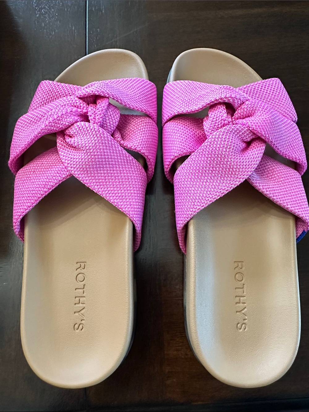 Rothy's Bright Pink Knotted Slide Sandals